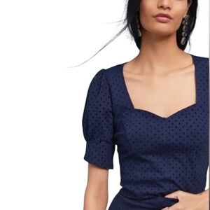 Maeve by Antropologie
Women's Sevigny Top Blue
Polka Dot Blouse Size X-Small